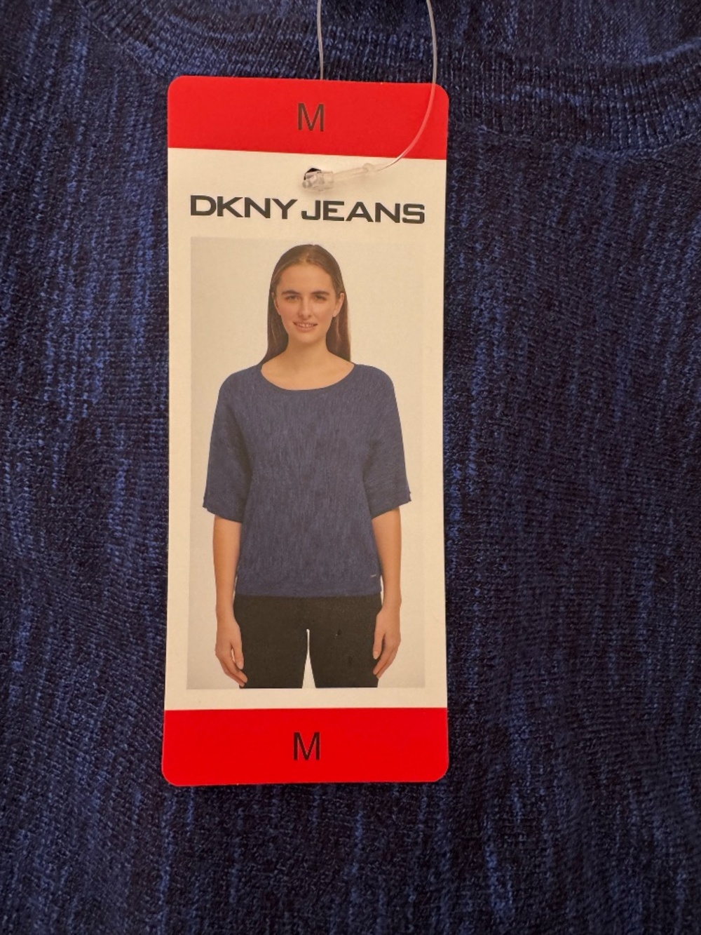 NWT DKNY Jeans Electric Blue Batwing Dolman Sleeve Knit Top - Medium